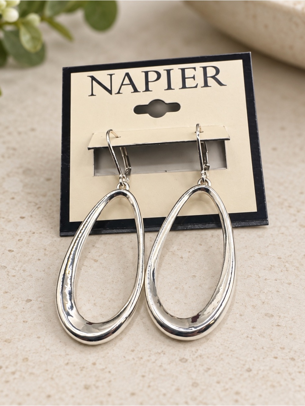Napier Silver-Tone Open Teardrop Drop Earrings (BN2 po)